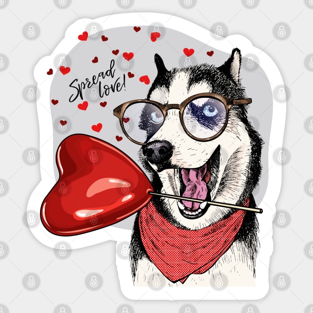 dog valentine spread love Sticker by Mako Design 